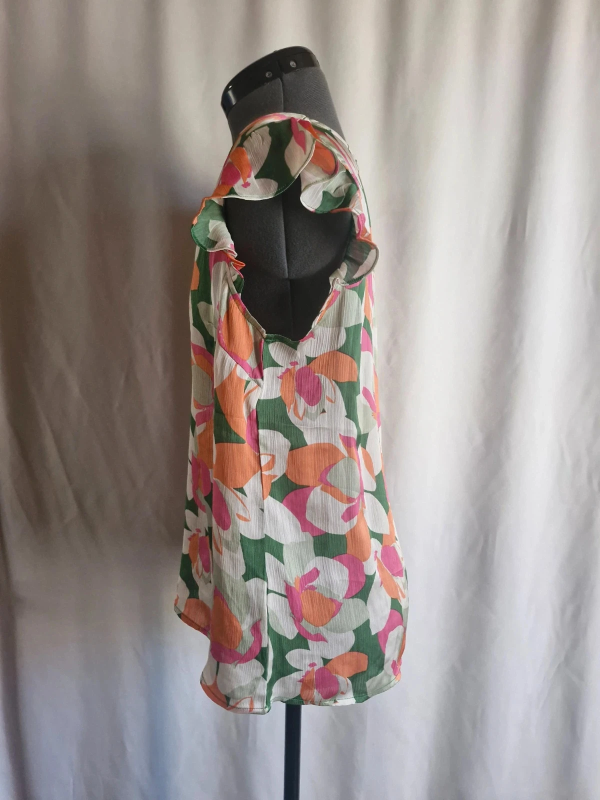 Blusa fluida Suzzy & Milly con flores – Talla S – Mangas con volantes – Espíritu primaveral – photo 2